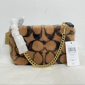 NWT Coach X Jennifer Lopez Nolita 19 In Signature Shearling Bag Pouch